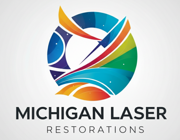 Colorful logo for Michigan Laser Restorations on a white background