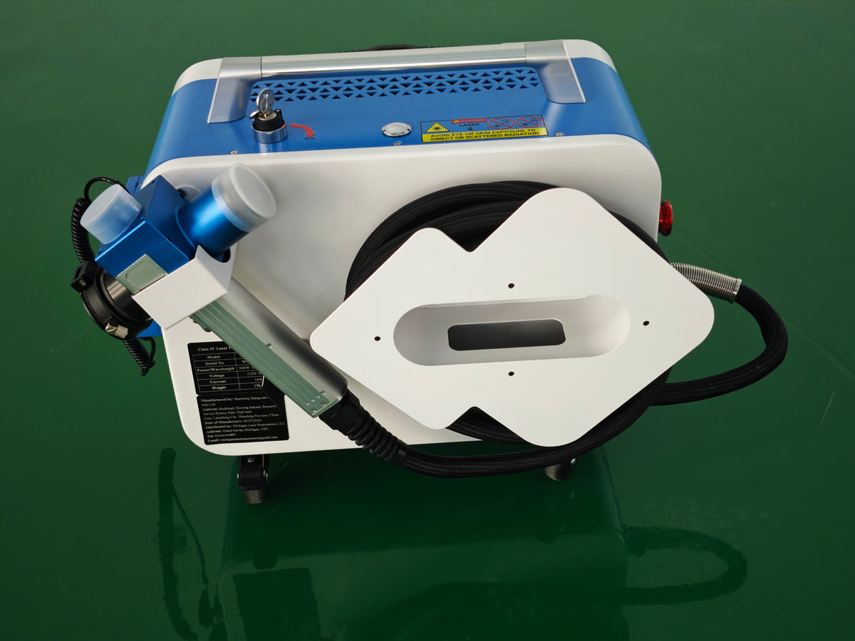 SDQY 300W portable laser cleaner with wheels.