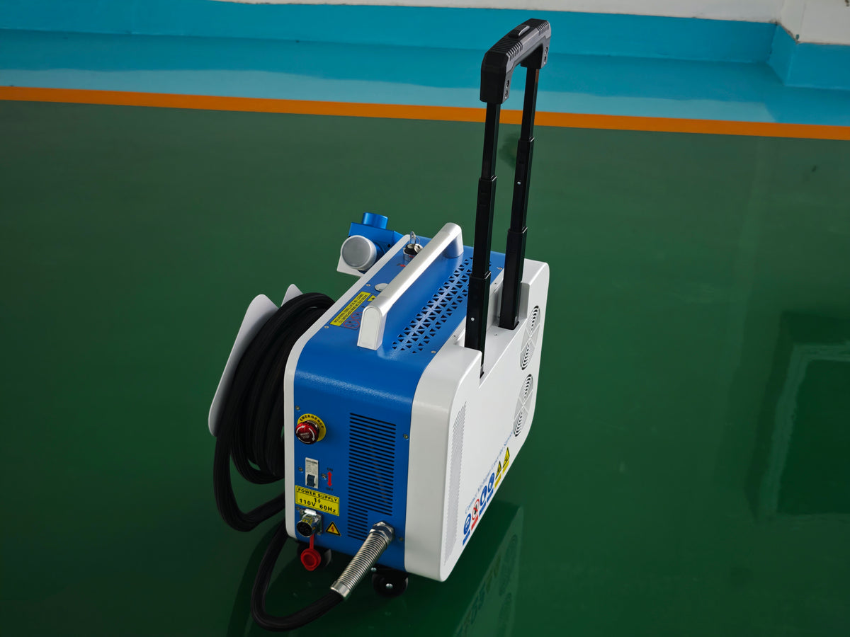 SDQY 300W portable laser cleaner with wheels.